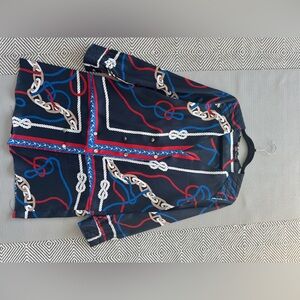 Zara Long Sleeve Chain Print Dress - Navy, Red, Blue